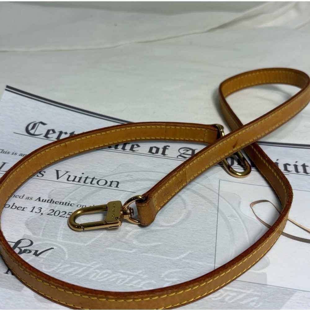 Louis Vuitton Vachetta Leather Strap 32” Authentic Certificate Tan Gold Hardware